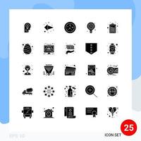 Set of 25 Modern UI Icons Symbols Signs for note checklist left arrow gear process Editable Vector Design Elements