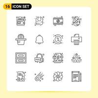 16 Thematic Vector Outlines and Editable Symbols of notification alert video player pot star egg Editable Vector Design Elements