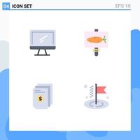 Pictogram Set of 4 Simple Flat Icons of computer dollar imac egg money Editable Vector Design Elements