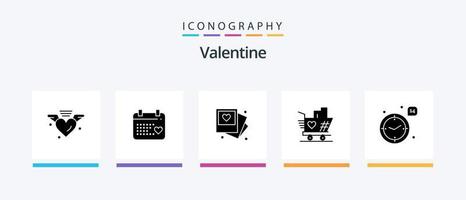 Valentine Glyph 5 Icon Pack Including photo. love. calender. day. valentine. Creative Icons Design vector