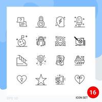 Universal Icon Symbols Group of 16 Modern Outlines of moon sweet planning summer dessert Editable Vector Design Elements