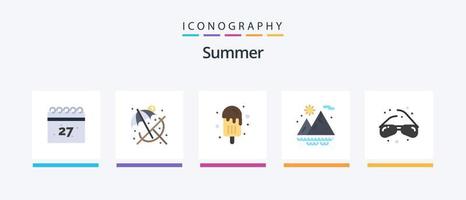 paquete de iconos de 5 pisos de verano que incluye. vista. helado. los anteojos. sol. diseño de iconos creativos vector