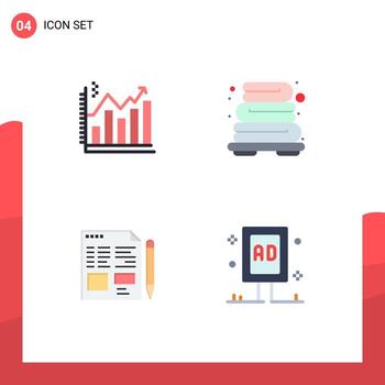 4 Universal Flat Icon Signs Symbols of analysis text chart heating education Editable Vector Design Elements