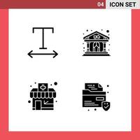 Set of 4 Modern UI Icons Symbols Signs for font file show chemists shop security Editable Vector Design Elements