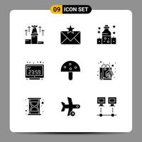 Modern Set of 9 Solid Glyphs Pictograph of computer time computer favorites clock oil Editable Vector Design Elements