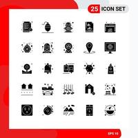 25 Universal Solid Glyphs Set for Web and Mobile Applications internet chart control multimedia file document Editable Vector Design Elements