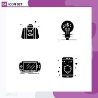 4 Universal Solid Glyph Signs Symbols of bag console fathers day finance game Editable Vector Design Elements