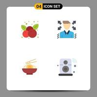 Universal Icon Symbols Group of 4 Modern Flat Icons of cherry china cherries profile speaker Editable Vector Design Elements