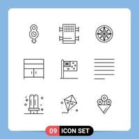 Outline Pack of 9 Universal Symbols of flag australia navigation interior cupboard Editable Vector Design Elements