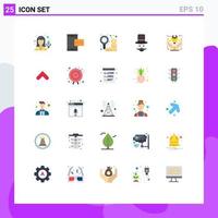 User Interface Pack of 25 Basic Flat Colors of defining men finance hat hipster Editable Vector Design Elements