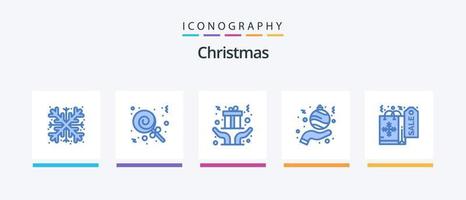 paquete de iconos de navidad azul 5 que incluye navidad. Navidad. Navidad. mano. Navidad. diseño de iconos creativos vector