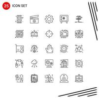 Set of 25 Modern UI Icons Symbols Signs for tool design gear build locker Editable Vector Design Elements