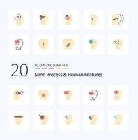 20 Mind Process And Human Features Flat Color icon Pack like relaxatio solving mind problem logic vector