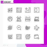 Set of 16 Modern UI Icons Symbols Signs for summer ball graph products electronics Editable Vector Design Elements