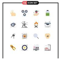 Modern Set of 16 Flat Colors Pictograph of performance machine box industry power Editable Pack of Creative Vector Design Elements