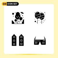 User Interface Pack of 4 Basic Solid Glyphs of plant house balloon party shops Editable Vector Design Elements