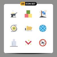 Stock Vector Icon Pack of 9 Line Signs and Symbols for resource tool business folder currency Editable Vector Design Elements