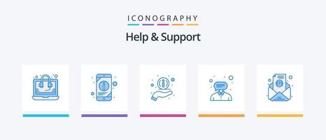 Help And Support Blue 5 Icon Pack Including subscription. email. help. support. customer. Creative Icons Design vector