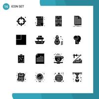 Set of 16 Commercial Solid Glyphs pack for layout invoice payment file bill Editable Vector Design Elements