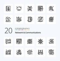 20 Network And Communications Line icon Pack like share code website world network vector