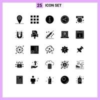 Set of 25 Modern UI Icons Symbols Signs for book magnet share attraction shop Editable Vector Design Elements