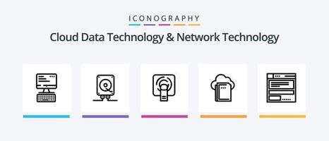 paquete de iconos de línea 5 de tecnología de datos en la nube y tecnología de red que incluye web. Brújula. informática. navegador informática. diseño de iconos creativos vector