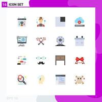 Modern Set of 16 Flat Colors Pictograph of content online expand cloud file Editable Pack of Creative Vector Design Elements