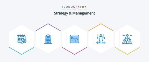 Strategy And Management 25 Blue icon pack including left. man. document. user. direction route vector