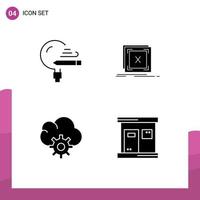 Set of 4 Modern UI Icons Symbols Signs for education server school application control Editable Vector Design Elements