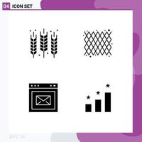 Set of 4 Modern UI Icons Symbols Signs for agriculture browser gluten decoration webpage Editable Vector Design Elements