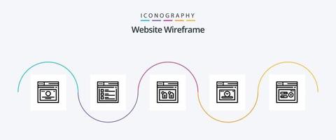 Website Wireframe Line 5 Icon Pack Including time. page. website. web. document vector