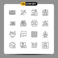 16 User Interface Outline Pack of modern Signs and Symbols of advanced hypnosis liquidator healthcare soap Editable Vector Design Elements