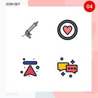 User Interface Pack of 4 Basic Filledline Flat Colors of sealant arrow construction love up Editable Vector Design Elements
