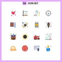 Pictogram Set of 16 Simple Flat Colors of target human science business control Editable Pack of Creative Vector Design Elements