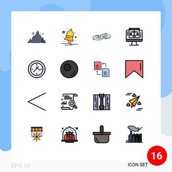 Pack of 16 creative Flat Color Filled Lines of computer share alert data sharing system Editable Creative Vector Design Elements