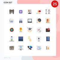 Pack of 25 creative Flat Colors of font lotus computer human harmony Editable Vector Design Elements