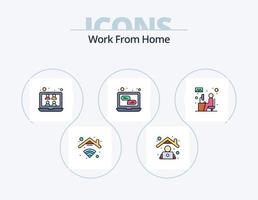 Work From Home Line Filled Icon Pack 5 Icon Design. online. communication. online. working. user vector