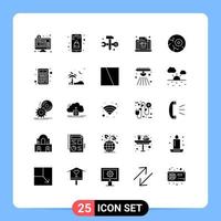 Mobile Interface Solid Glyph Set of 25 Pictograms of night halloween computing economy laptop Editable Vector Design Elements