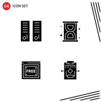 4 User Interface Solid Glyph Pack of modern Signs and Symbols of gym locker internet school loading free Editable Vector Design Elements