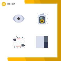 Group of 4 Flat Icons Signs and Symbols for eye communication vision invitation gossip Editable Vector Design Elements