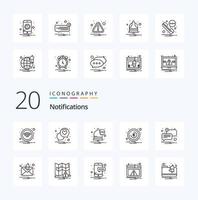 20 Notifications Line icon Pack like unread mail communication chat attention vector