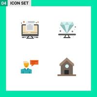 Modern Set of 4 Flat Icons Pictograph of computer popup premium present conversation Editable Vector Design Elements