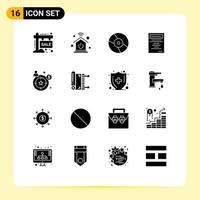 Set of 16 Vector Solid Glyphs on Grid for target buyer persona cd study book Editable Vector Design Elements