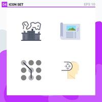 Pack of 4 creative Flat Icons of factory access power plan passkey Editable Vector Design Elements