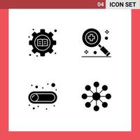 4 Universal Solid Glyphs Set for Web and Mobile Applications education switch book medical business Editable Vector Design Elements