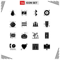 Group of 16 Modern Solid Glyphs Set for hospital target sign man focus Editable Vector Design Elements