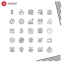 Set of 25 Commercial Lines pack for book file component dmca copyright Editable Vector Design Elements