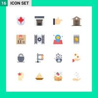 Modern Set of 16 Flat Colors and symbols such as design box thumbs up thanksgiving farm Editable Pack of Creative Vector Design Elements