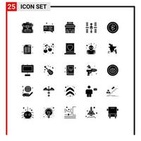 Mobile Interface Solid Glyph Set of 25 Pictograms of connection space sale satellite orbital Editable Vector Design Elements