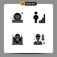 4 Creative Icons Modern Signs and Symbols of disc art player corporate design Editable Vector Design Elements